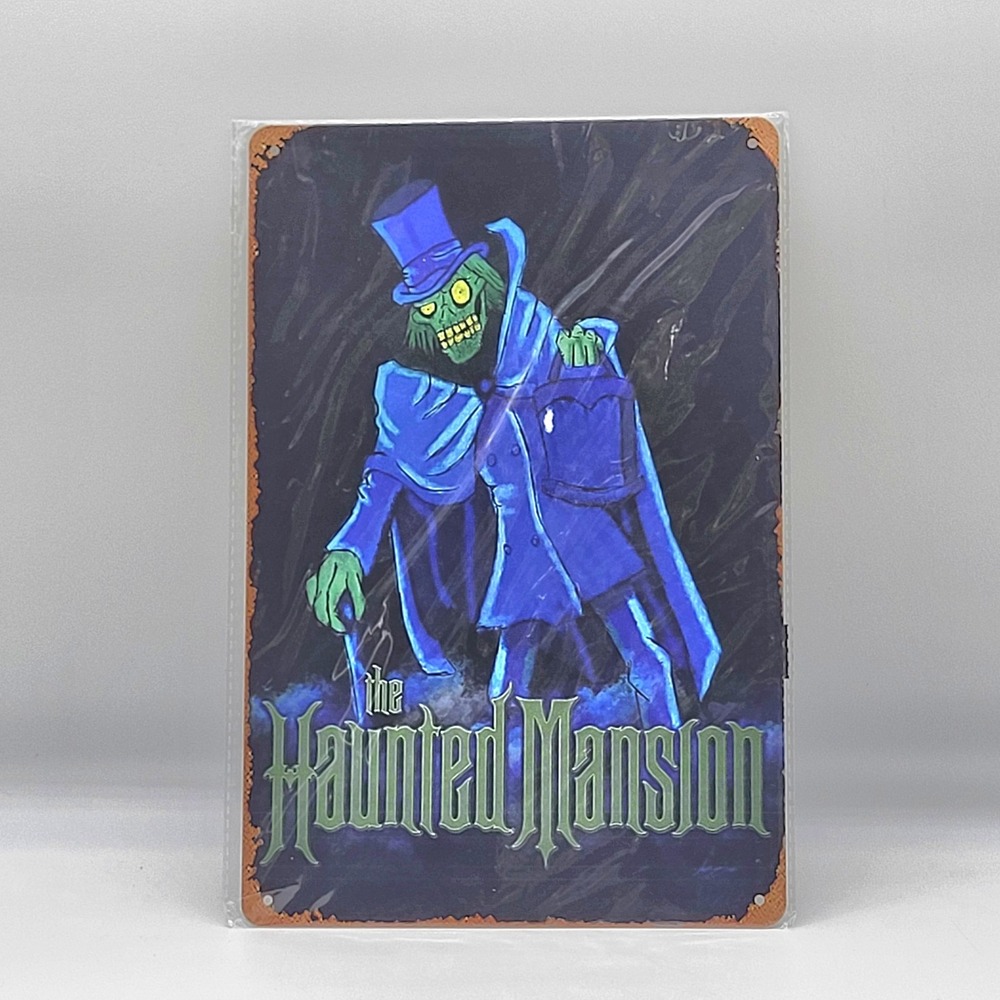 Disney Haunted Mansion Hatbox Ghost Tin Metal Sign 8x12 Halloween Decor NIP